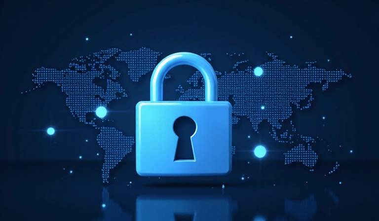 Εικονογράφηση ασφάλειας δεδομένων με κλειδαριά και ψηφιακά στοιχεία